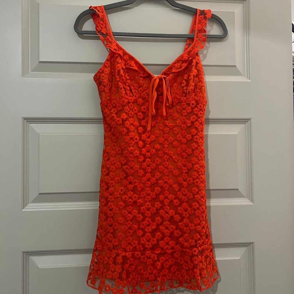 Lulu's Orange Lace Dress
